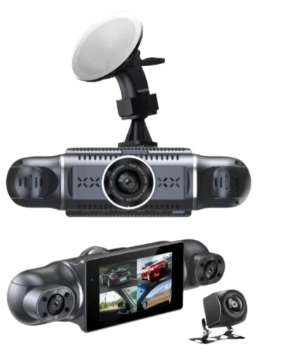 Dashcam Auto 360° Kamera mit Parküberwachung vorne hinten innen – 4K UHD Autokamera Kabel, G‑Sensor, Loop-Aufnahme, weites Sichtfeld, einfache Montage