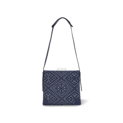 Chinoiserie Zhuang Brocade Swallow Motif Blue Messenger Crossbody Bag