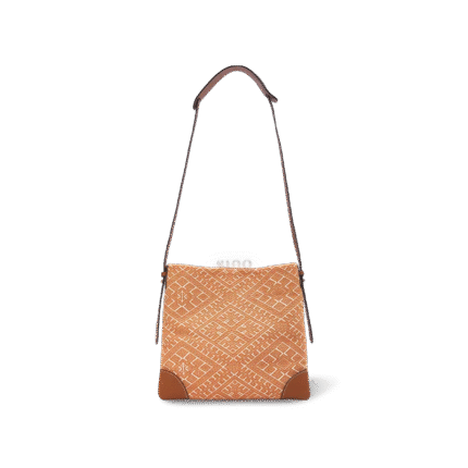 Zhuang Brocade Brown Messenger Crossbody Bag | Chrysanthemum Meander Motif <meta name="description" content="Inspired by Zhuang textile artistry, this brown brocade messenger crossbody bag